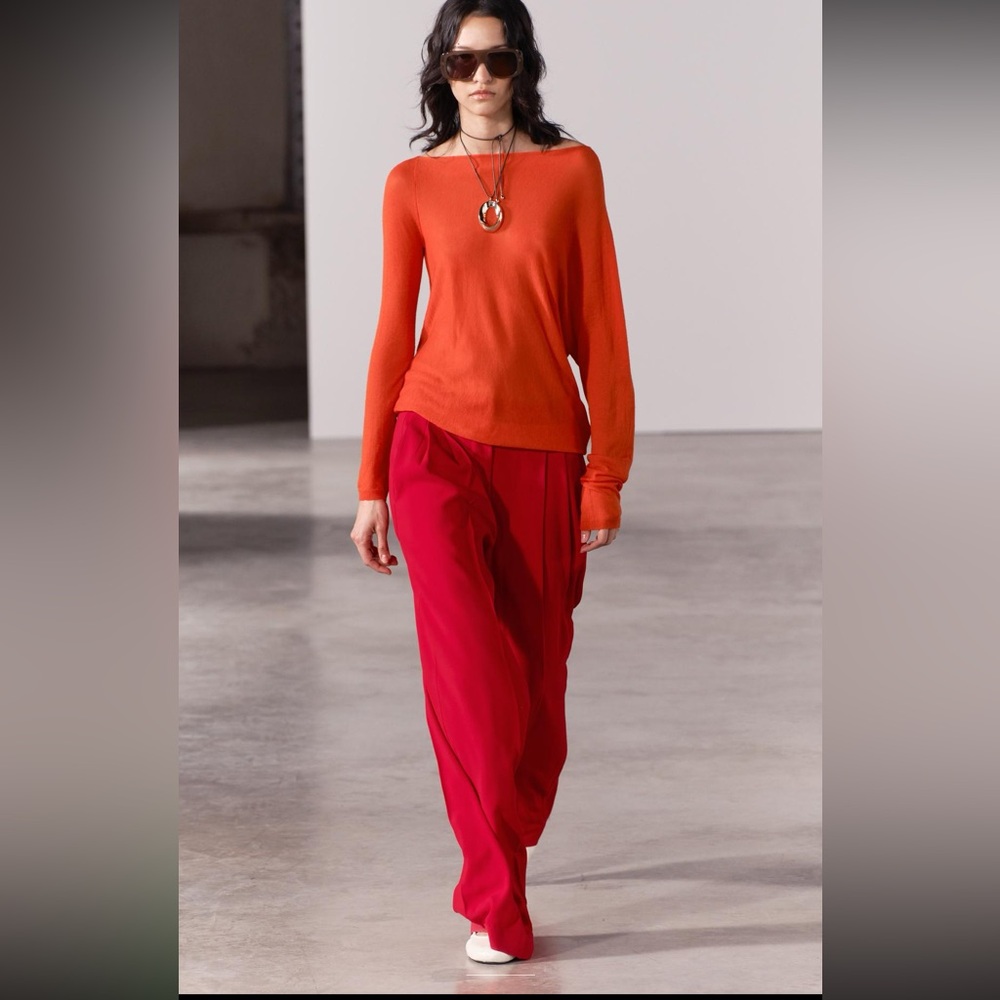 Zara pleated tabbed menswear style pants ZW collection,